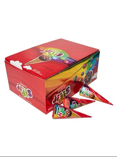 МИНИ-РОЖКИ "ЖИЖИС" С КАКАО-СОДЕРЖАЩЕЙ НАЧИНКОЙ "ЦВЕТНОЕ ДРАЖЕ И ВОЗДУШНЫЕ ЗЕРНА" 480г.