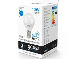Gauss Elementary Шар G45 E14 10W(750lm) 6500K 6K матов., пластик 53130
