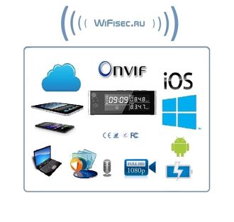 IP видеоняня WiFi (Настольные часы - информатор качества воздуха, охранная видеокамера) с аккумулятором и с DVR, Full HD 1 Mp