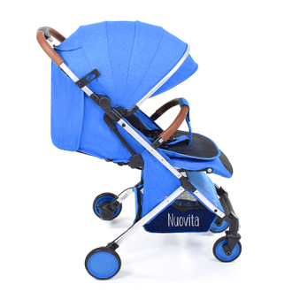 Коляска прогулочная Nuovita Giro Blu, Argento/Синий, Серебристый