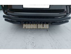 Защита переднего бампера тройная с защитой акула с покрытием "Раптор" Папа Тюнинг d76/60/42 для Toyota Land Cruiser Prado 150 2017-