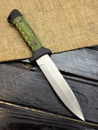 Подарочный нож 6Х9С сталь VG-10, рукоять комбинированная G10 и стабилизированное дерево зеленое