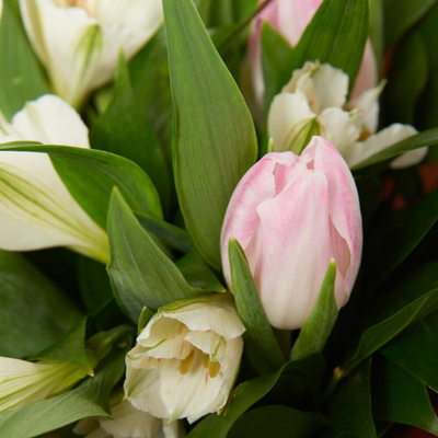 Букет из тюльпанов с альстромерией