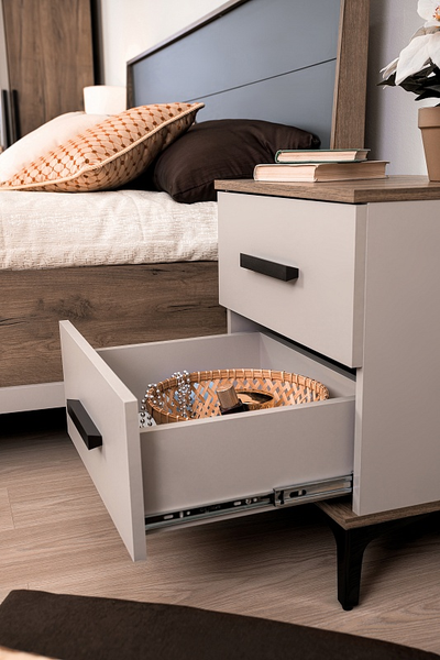 Композиция спальни КАРА (КАРА) Дуб Табачный Craft/Велюр