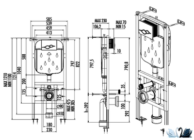 Инсталляция Creavit GR5003.01 для унитаза без панели смыва, с большим бачком