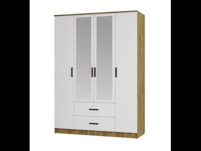 Шкаф 4-х створчатый Евро ШК-12 крафт/белый (Мебелони)