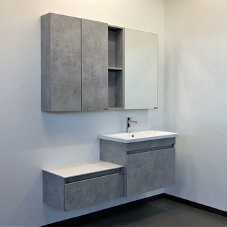 Тумба-умывальник "Осло-70ПД" бетон светлый с раковиной  COMO 70