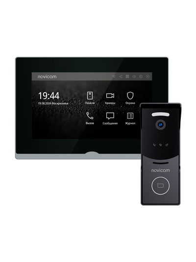 IMPULSE 7 IP WIFI KIT BLACK - комплект из 7" HD сенсорного WIFI монитора и вызывной панели с считывателем RFID-ключей Mifare, встроенный регистратор (фото) (Tuya/Smart Life)