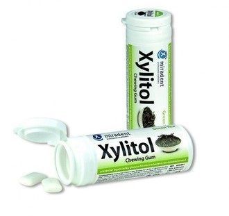 Жевательная резинка с ксилитом Xylitol Green Tea, зеленый чай, Miradent, 30 драже.