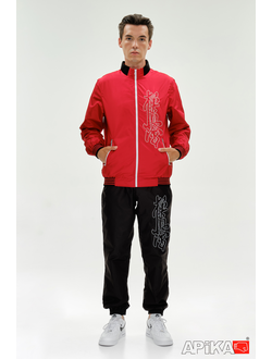 Костюм спортивный KANJI с символикой каратэ, черно-красный, APIKA, вышивка киокушинкай