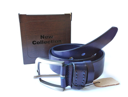 Ремень мужской с перфорацией (100% натуральная  кожа, Турция), ТИП: Синий 110-115см