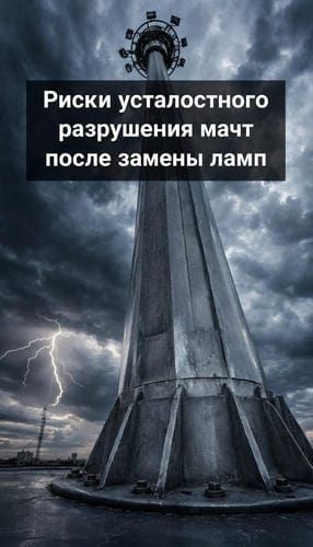 Вертикальный снимок высокой металлической мачты в штормовую погоду с акцентом на изгиб ствола