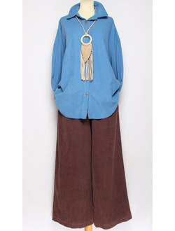 Рубашка Бохо "Вельвет защипы сбоку"джинс до р.56