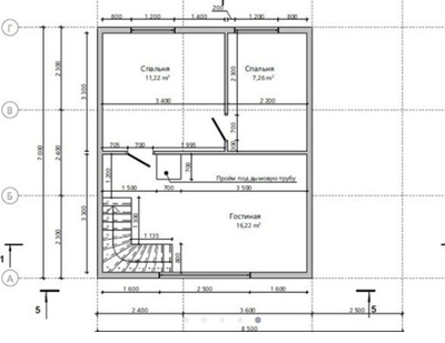 Двухэтажный каркасный дом с двумя спальнями 85м² (SK65)