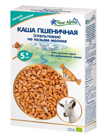 Флёр Альпин Каша пшеничная спельтовая на козьем молоке органик 200г