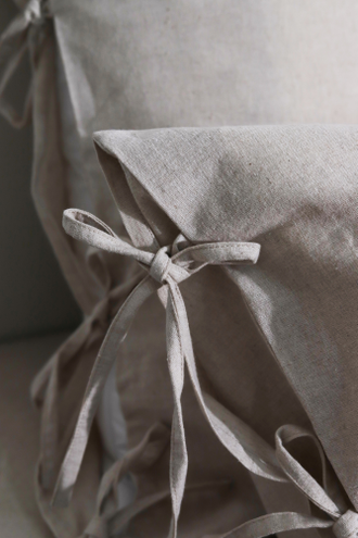 Постельный комплект на завязках "серый" (лён 30% / хлопок 70%)