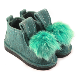 Купить зеленые валенки с помпоном