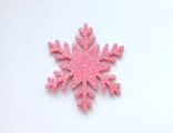 Снежинка из глиттерного фоамирана 4 см, цвет розовый перламутр