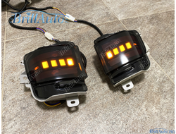 Противотуманки Toyota Land Cruiser 200 бегающие LED черные