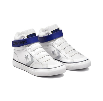 Кеды Converse Pro Blaze Strap белые высокие кожаные с синей застежкой