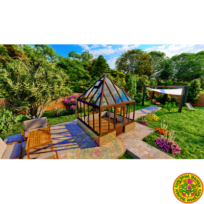 Базовая комплектация беседки в английском стиле из стекла и алюминия ЧЕЛСИ S размером 3000 х 3000 мм