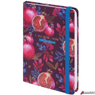 Ежедневник недатированный с резинкой А5 (145×203 мм), BRAUBERG, твердый, фольга, 128 л., «Pomegranate». 114562