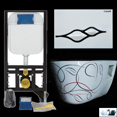 Унитаз CREAVIT Patera TP328.001Z0 c инсталляцией - комплект с сиденьем микролифт, клавишей UFO (TР328.001Z00 + GR5003.01 + GP1001.02 + KC1503.01.0000E)