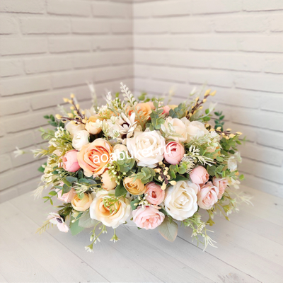Мини Композиция светлых оттенков из искусственных цветов - Нежность сада № М026 - для интерьера купи