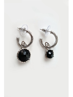 (АРТИКУЛ: 9326/51) СЕРЬГИ ЖЕНСКИЕ, АССИМЕТРИЧНЫЕ, СЕРЕБРИСТЫЙ МЕТАЛ, ПОДВЕСКИ С ЧЕРНЫМИ КРИСТАЛЛАМИ (РАЗНОГО РАЗМЕРА)