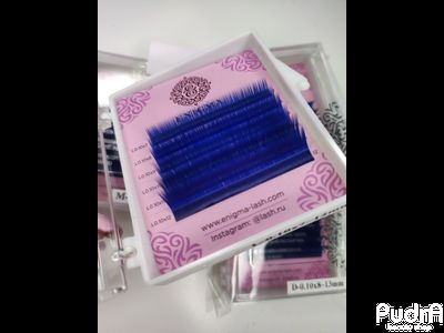 Цветные ресницы Enigma МИКС "Синий" 6 линий M 0.10 8-13 mm