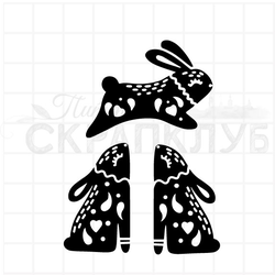 Штамп зайчики в народном стиле