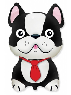 Фольгированный шар с гелием "Бульдожка" черный 71см