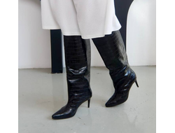 Сапоги кожаные кроко