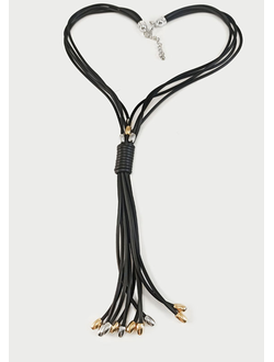 (АРТИКУЛ: 9337/02) КОЛЬЕ ЖЕНСКОЕ, КРУПНАЯ ЗОЛОТИСТО-СЕРЕБРИСТАЯ ПОДВЕСКA, ЧЕРНЫЕ КАУЧУКОВЫЕ ШНУРКИ