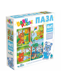 Пазл BABY PUZZLE "Для мальчиков", 4 в 1, 4-6-9-12 элементов, ORIGAMI, 04893