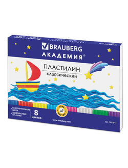 Пластилин классический BRAUBERG, 8 цветов, 160 г, со стеком, картонная упаковка, 103254