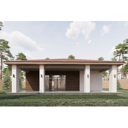 Одноэтажный дом с тремя спальнями 110.8м² + терраса 26.37м² (S42)