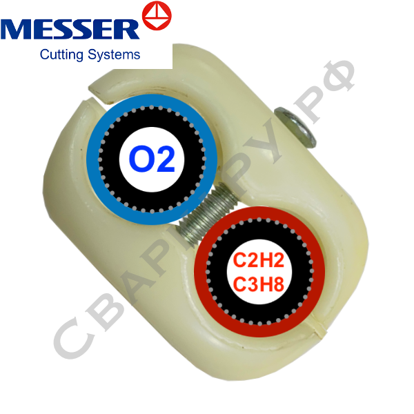 Зажим для парного соединения рукавов Messer 2х16мм пластик 05205341