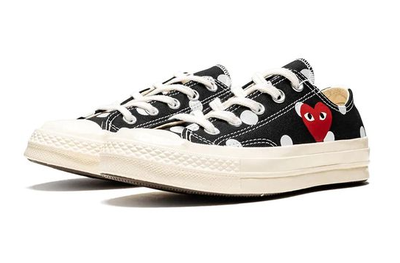 Кеды Converse Comme Des Garcons Play в горошек черные низкие с сердечком