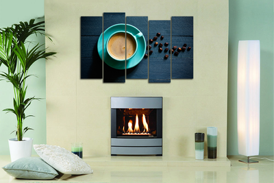 Модульная картина "Бирюзовая чашечка кофе"