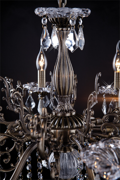 Люстра с хрусталем 3281/8 античная бронза/прозрачный хрусталь Strotskis Eurosvet