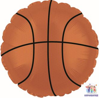 Шар 46 см фольга Мяч баскетбол ( шар + гелий + лента ) оранжевый