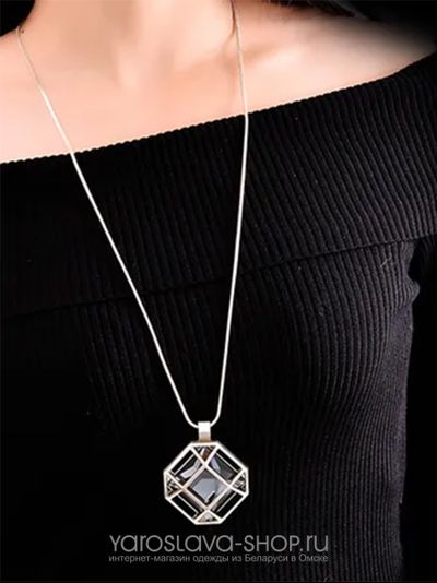 Подвеска с кулоном "квадрат" с синим камнем (копия)