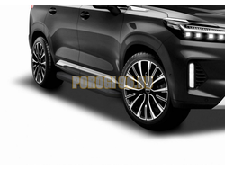 Порог-площадка "Black-Premium" A193ALB + комплект крепежа, RIVAL, Exeed VX 2021-2023