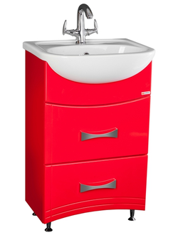 Тумба под умывальник "Уют 50 Смайл" с 2 ящиками КРАСНЫЙ Домино
