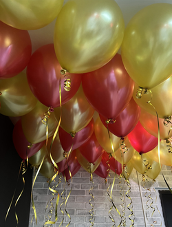 Шары металлик золото, металлик красный 30 шт под потолок