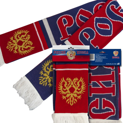 Шарф РОССИЯ трикотажный сине-красно-белый 06202