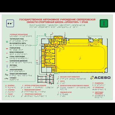 Мнемосхема светонакопительная тактильная фотолюминесцентная на ПВХ 3 мм. Размер 600 x 800 мм