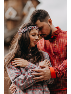 Современная косоворотка "Богатырская" пестрядь