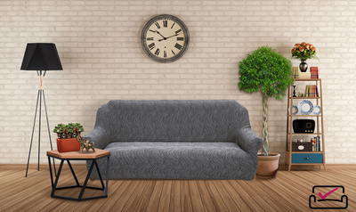 Чехол на 2х местный диван Жаккард Волна Пепельный. Россия